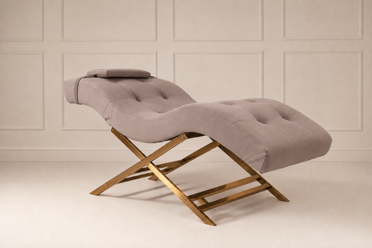 Nova Beauty Seat velvet taupe frame goud