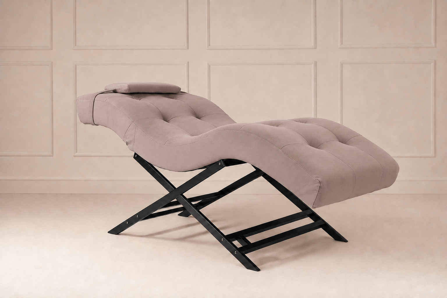 Nova Beauty Seat velvet taupe frame zwart