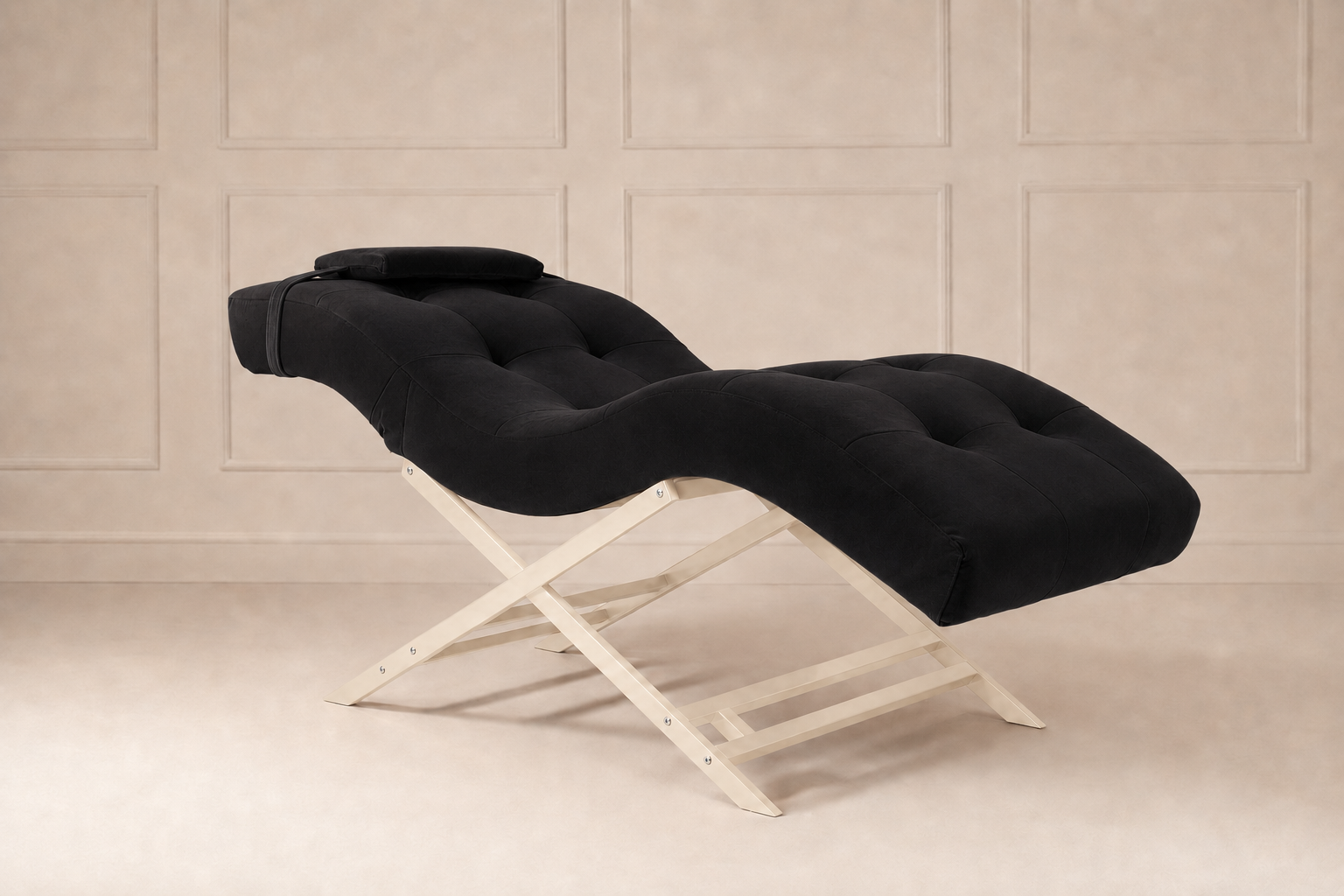 Nova Beauty Seat velvet zwart frame creme