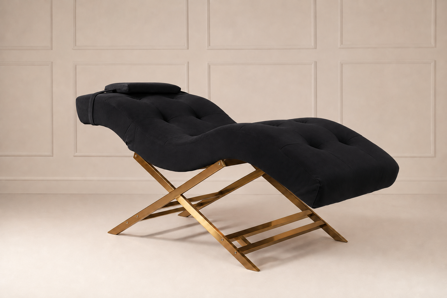 Nova Beauty Seat velvet zwart frame goud