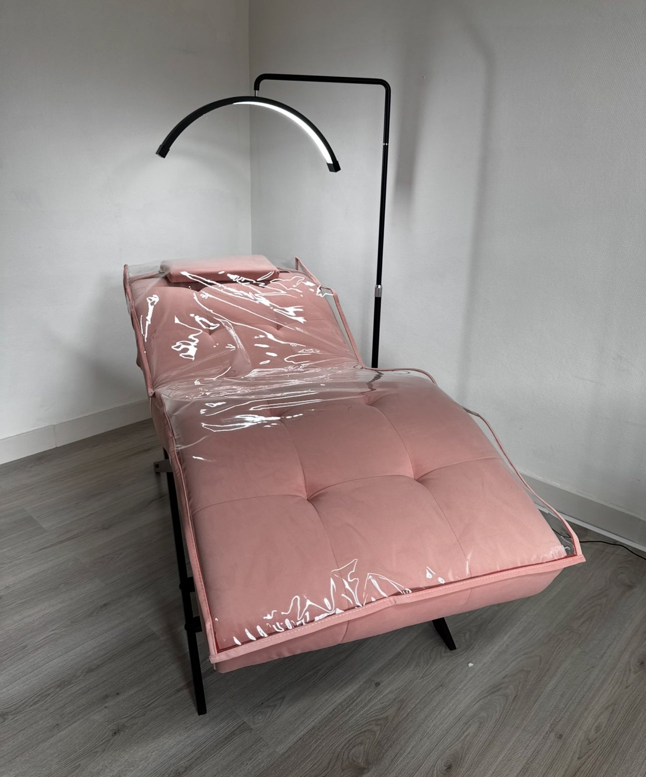 Soft Pink Velvet With Black