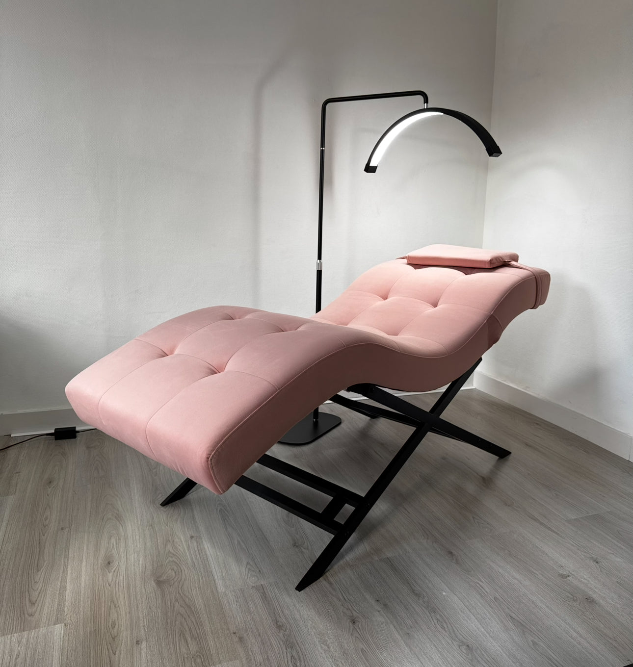 Soft Pink Velvet With Black