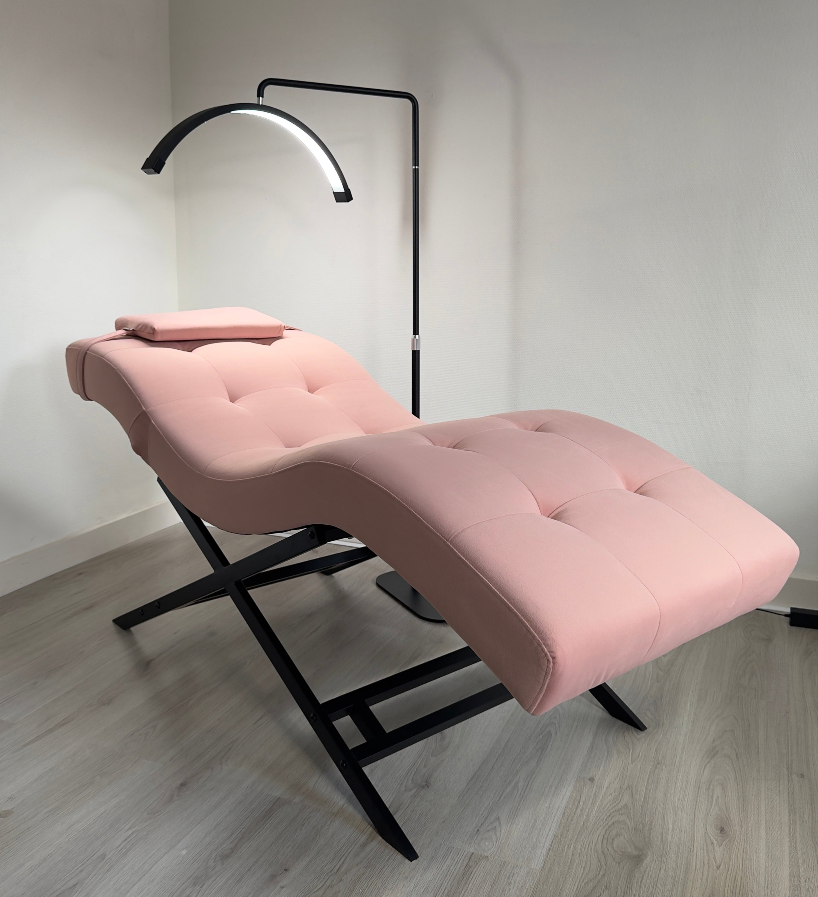 Soft Pink Velvet With Black