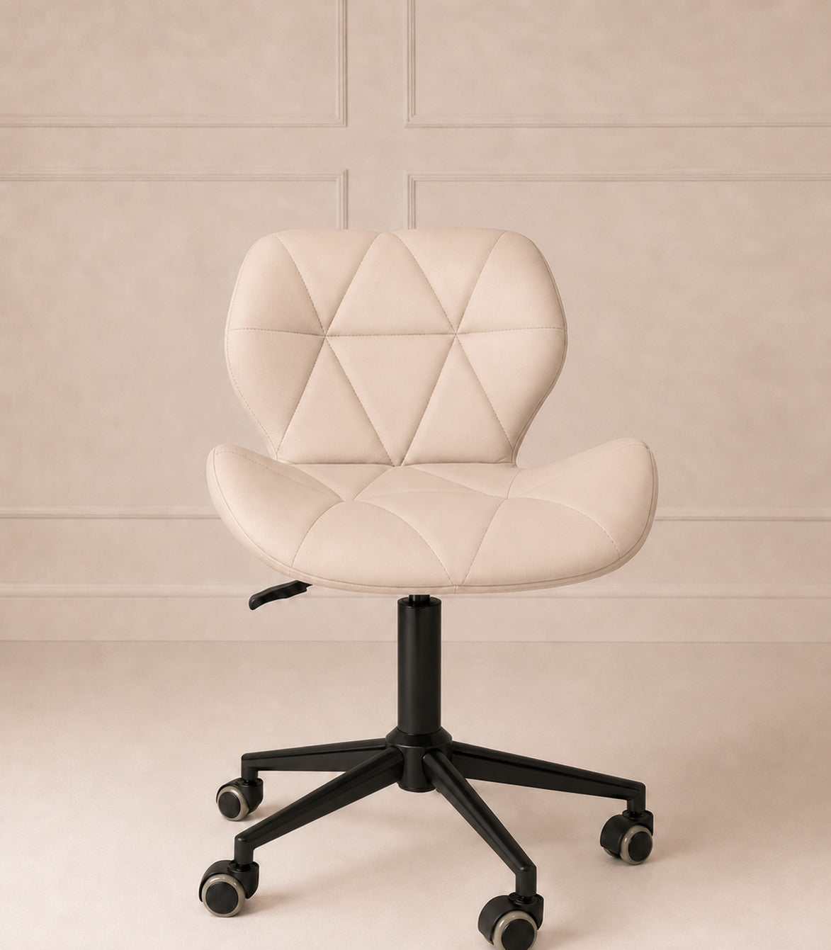 Chair zwart lederlook creme beige