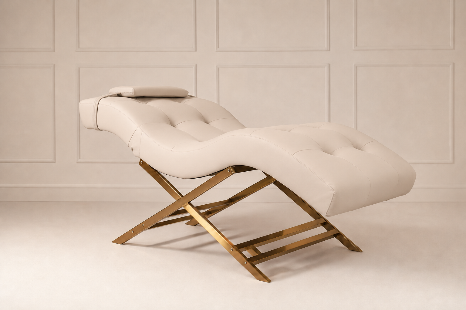 Nova Beauty Seat lederlook creme beige frame goud