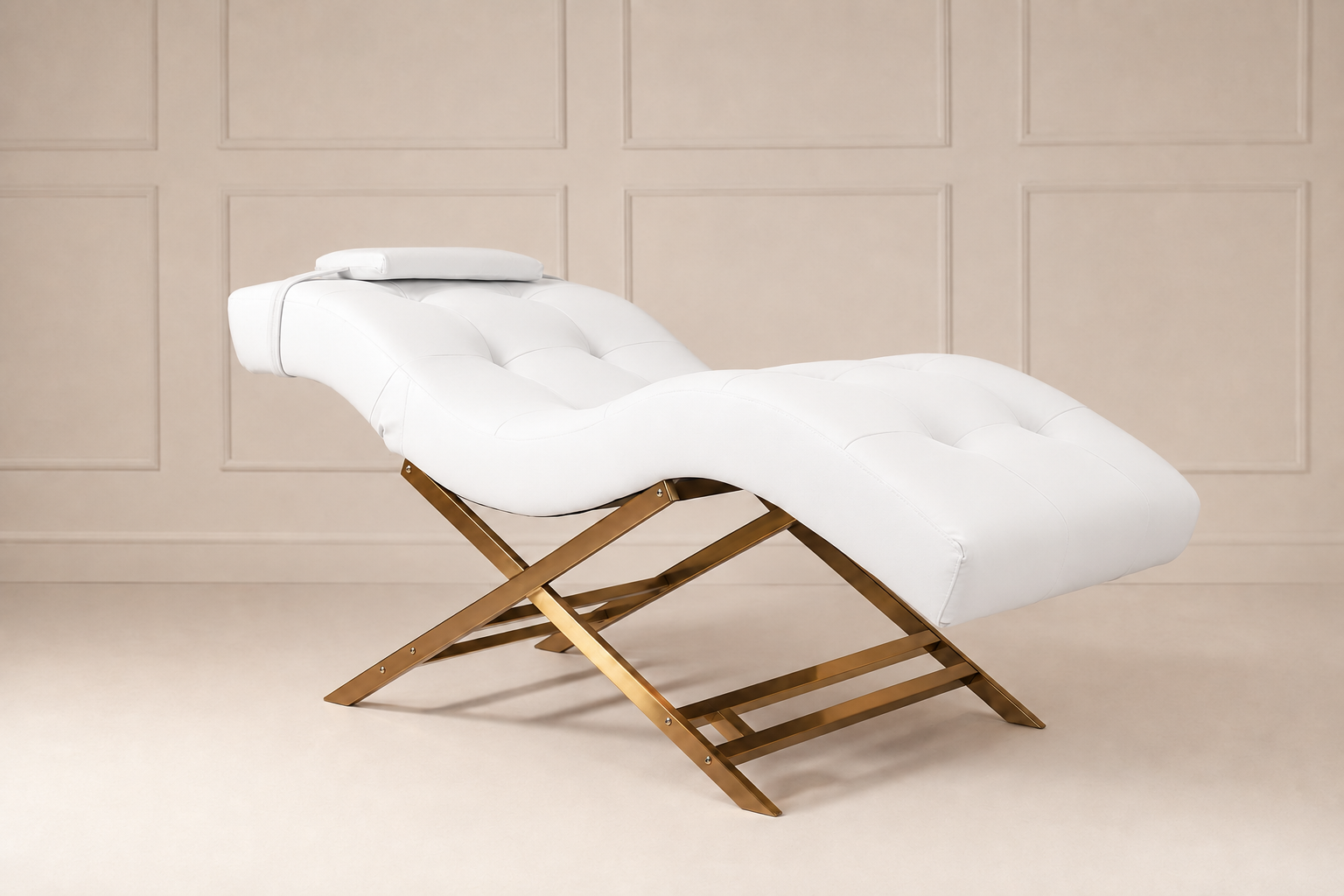 Nova Beauty Seat lederlook wit frame goud