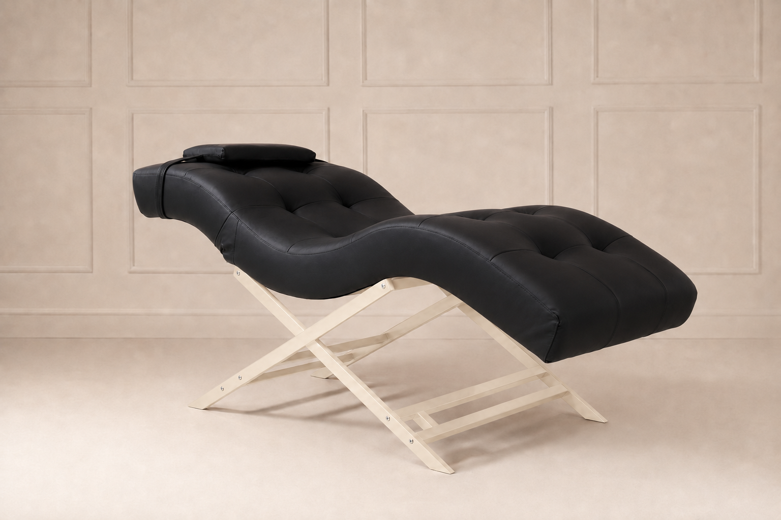 Nova Beauty Seat lederlook zwart frame creme