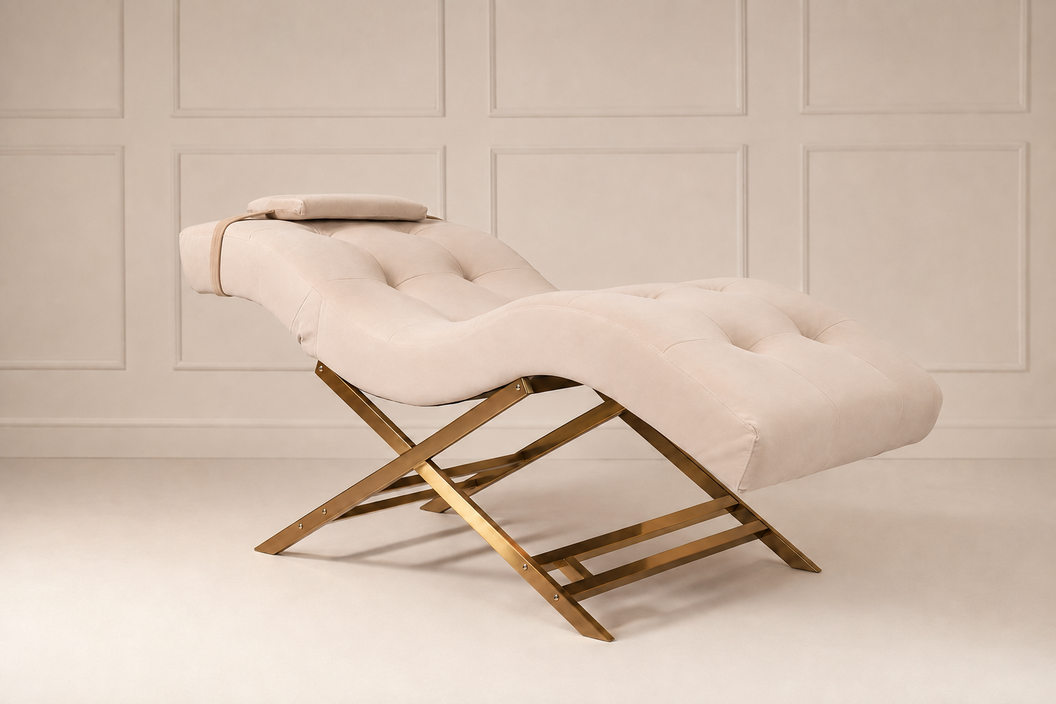 Nova Beauty Seat velvet zand frame goud